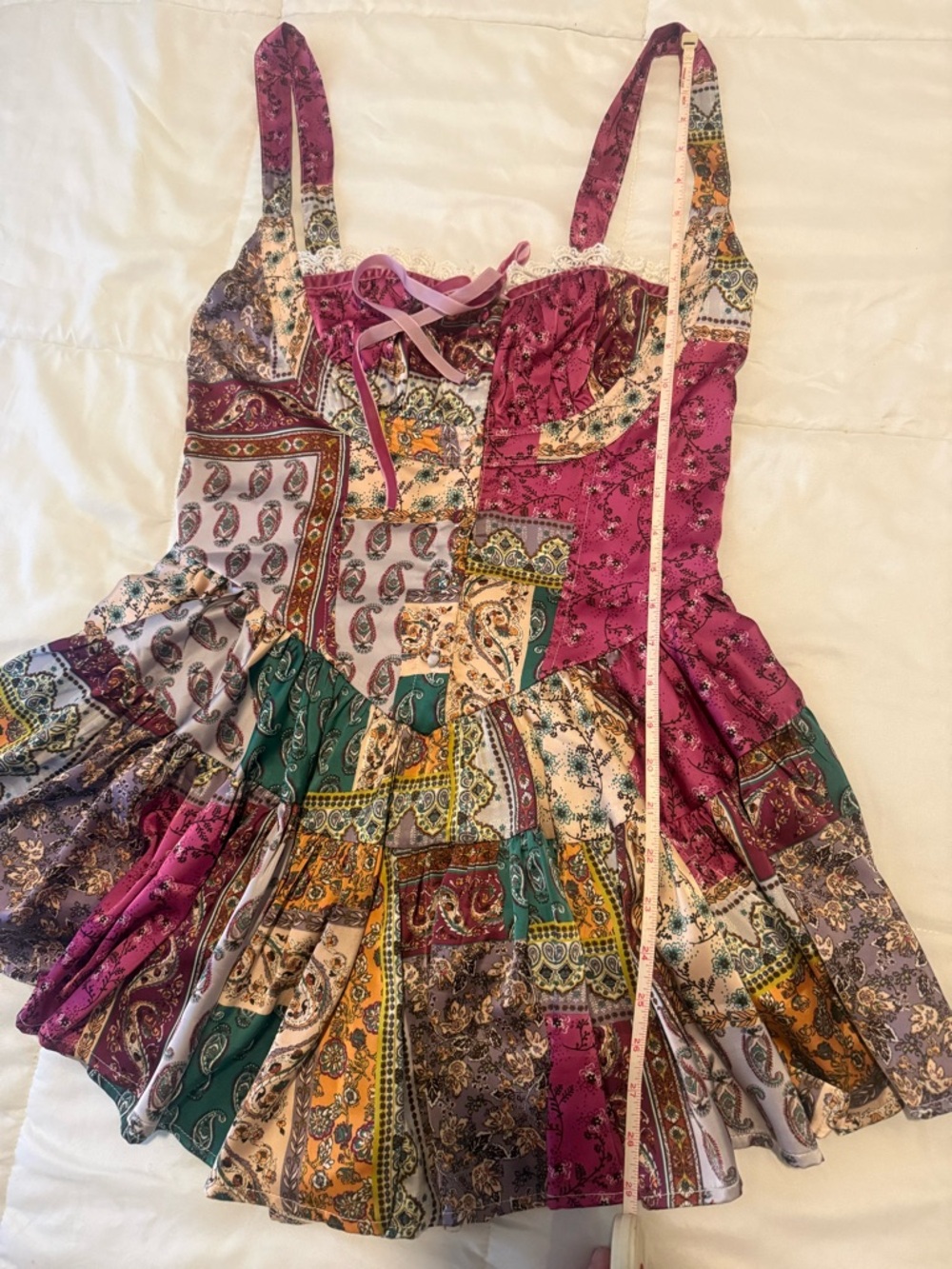 NWOT Sky to Moon Patchwork Print Mini Romper - Picture 2 of 6